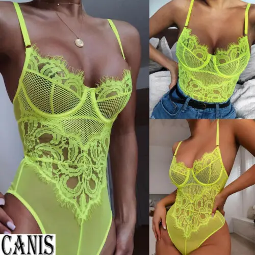 

Women Sexy Lingerie Underwear Erotic Corset Lace Mesh One-piece pajamas