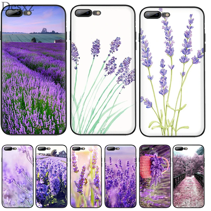 

Silicone Tpu Phone Case Simple Lavender Purple Flowers For Iphone 5 5s SE 6 6s 7 8 Plus X XS Max XR Protection Cover
