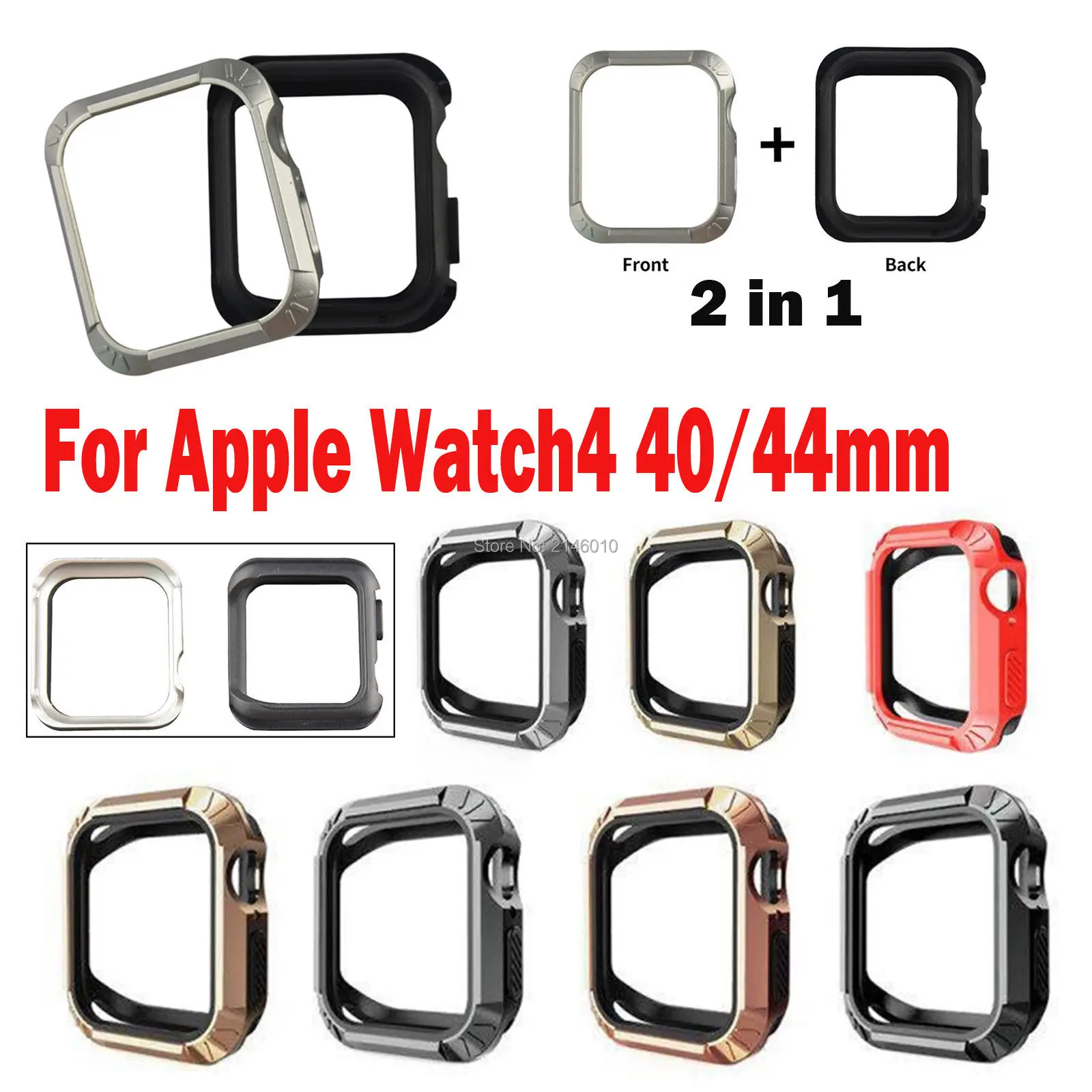 

Protective Shockproof TPU + PC Armor Case Bumper Frame For Apple Watch Series 4 40/44mm Soft Silicone