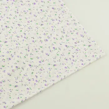 

Cotton Beige Fabric Purple Flowers and Green Leaves Style Patchwork Tela Home Textile Sewing Cloth Dolls Scrapbooking Tecido CM