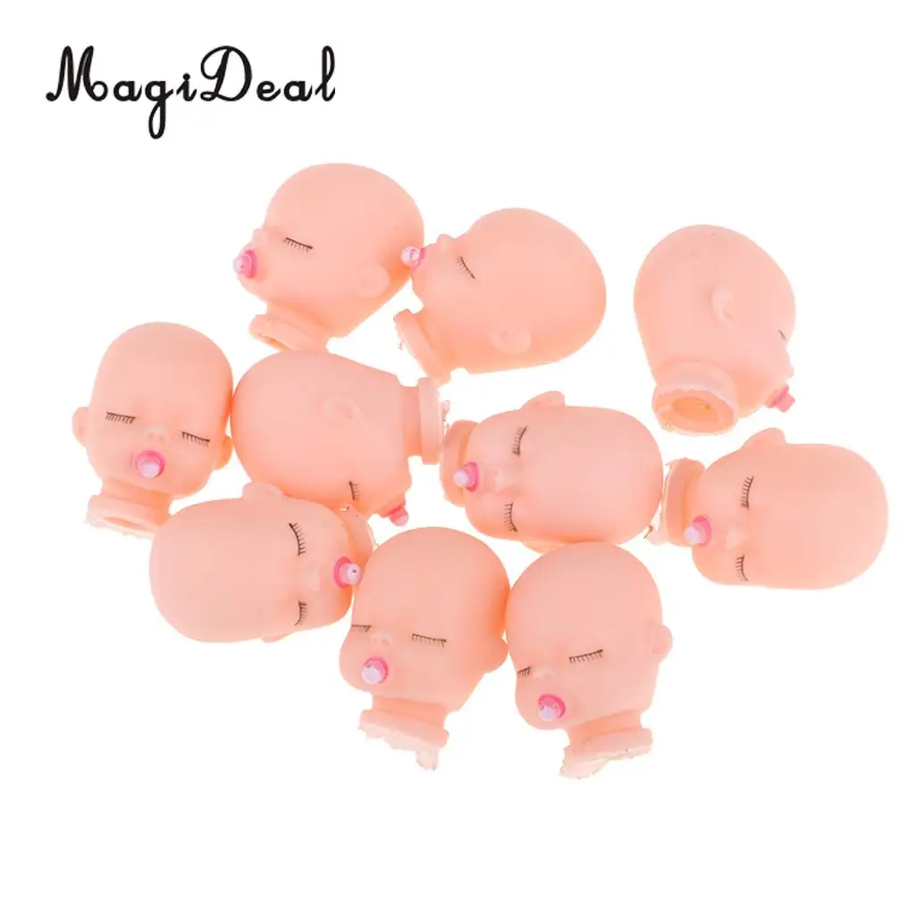 10pcs Vinyl Sleeping Baby Doll Head with Pacifierfor Licca Doll DIY Keychain