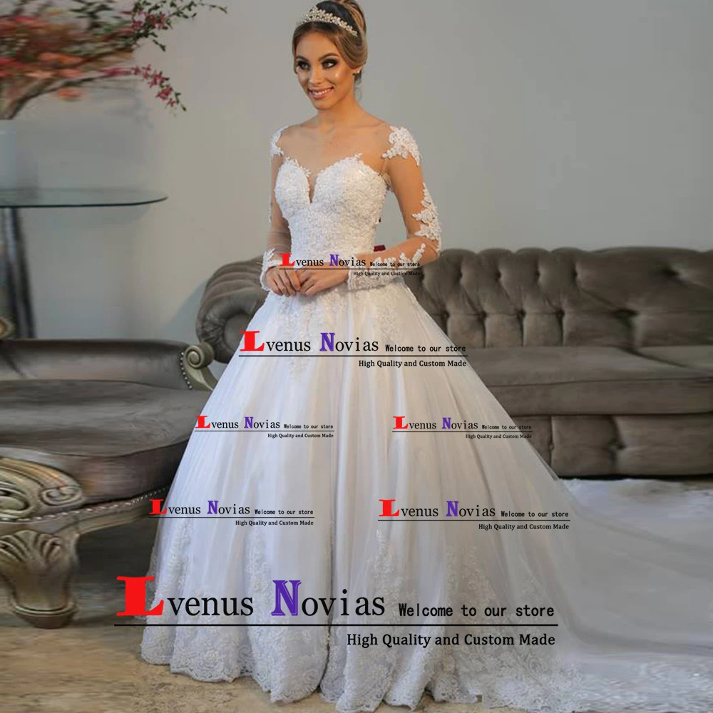 Vestido Branco Longo Gelinlik винтажное бальное платье с длинным рукавом свадебные платья 2020