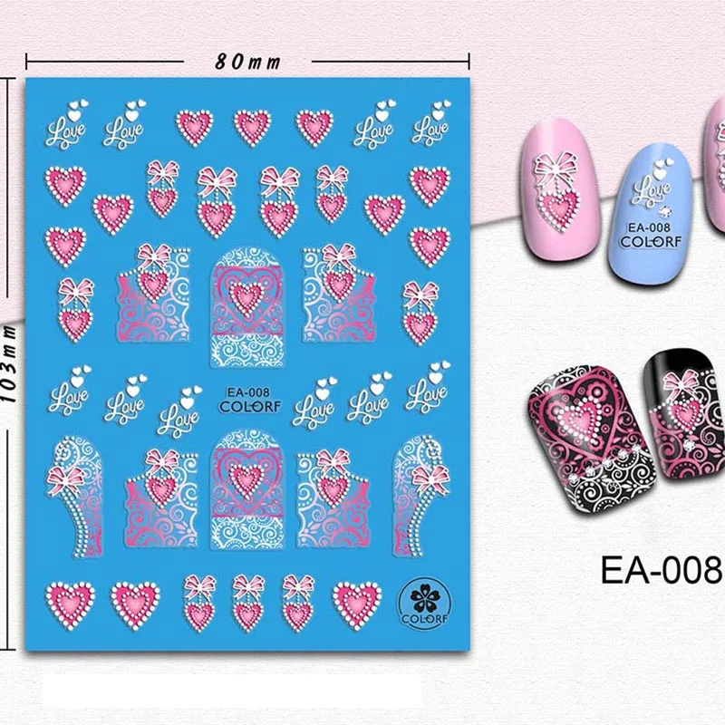 WAKEFULNESS ожерелье шаблон 3D наклейки для ногтей цветы акриловые Выгравированные наклейки для ногтей s Советы Клей декоративные наклейки для маникюра - Цвет: EA-008