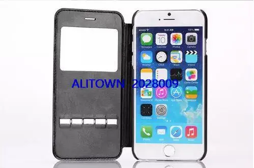 50pcs lot DHL Luxury Window View Leather Flip Case for Apple font b iphone b font