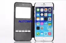 50pcs lot DHL Luxury Window View Leather Flip Case for Apple iphone 6 plus Cover Smart Answer Phone Case for iphone 6s plus