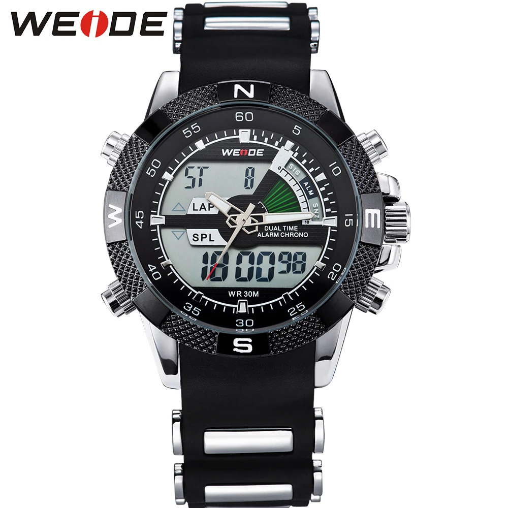 ФОТО WEIDE Top Brand Men's Military Army Watch Auto Date Complete Calendar Silicone Band Strap 30M Water Resistant Watches Sale Items