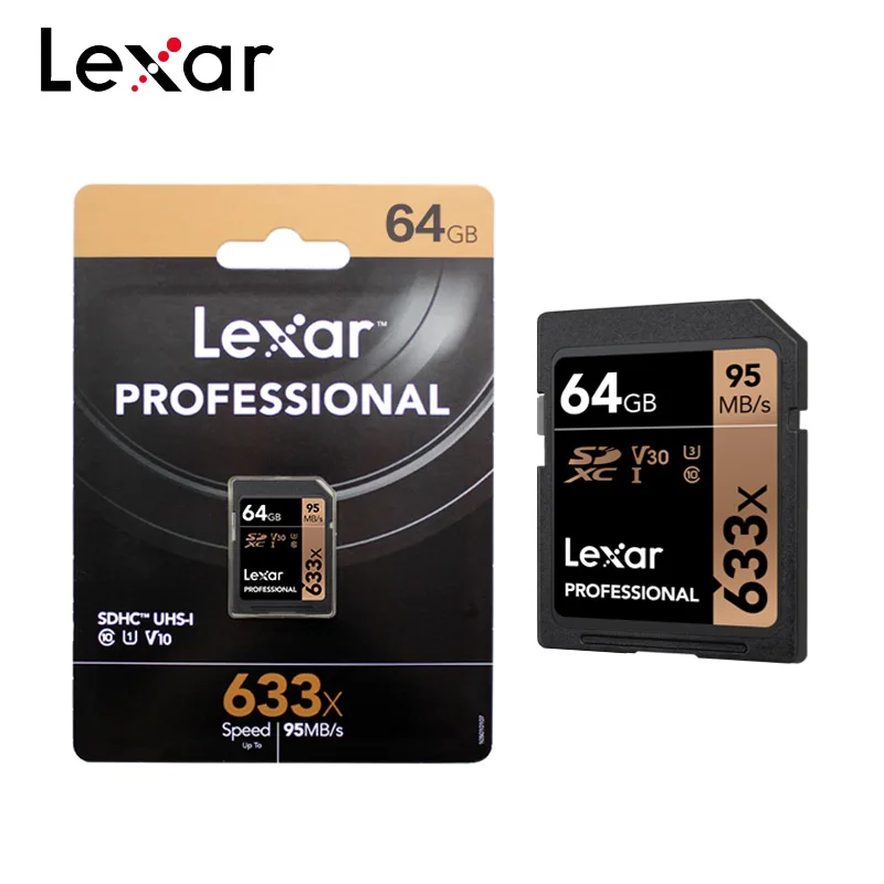 Lexar 95 м/с 633x16G 32 ГБ U1 SDHC 64 Гб 128 ГБ 256 ГБ U3 sd-карта SDXC класс 10 V10 карта памяти для видео камеры 1080p 3D 4K