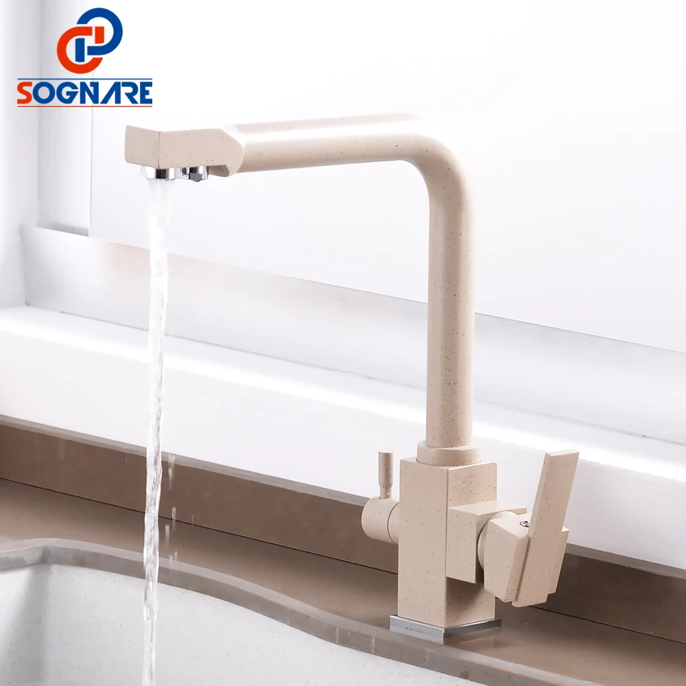 SOGNARE Drinking Water Filter Faucet Marble Painting Square Water