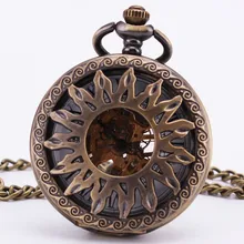 Greek Apollo Sun Vintage Antique Baroque Hollow Bronze Mechanical Pocket Watch Pendant Sweater Chain Clock Accessories