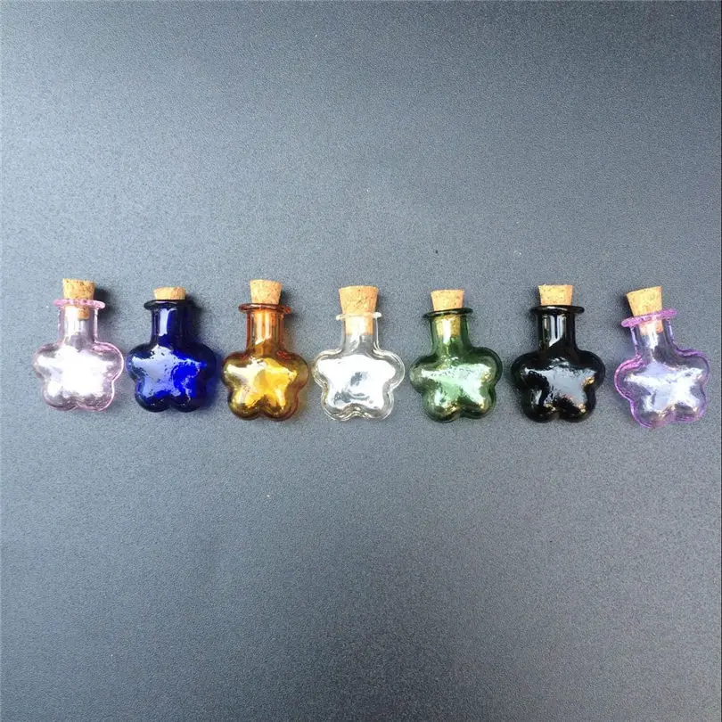 

Mini Glass Bottles Flower Jars Pendants Little Colors Handiwork Bottles Handmade Gift Tiny Bottles Mix 7Colors Free Shipping