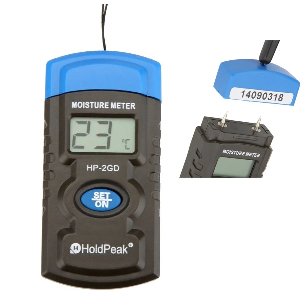 HoldPeak HP-2GD 3-в-1 два пальца мини цифровой измеритель влажности древесины для определения влажности древесины тестер Лесоматериалы влажной детектор с большим ЖК-дисплей Дисплей