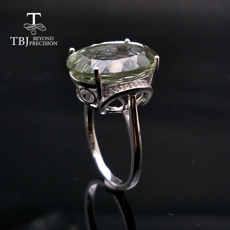TBJ, натуральный драгоценный камень большой зеленый аметист овальный 13*18 мм Птичье гнездо ограненное кольцо серебро 925 пробы хорошее ювелирное изделие для девочек лучший подарок