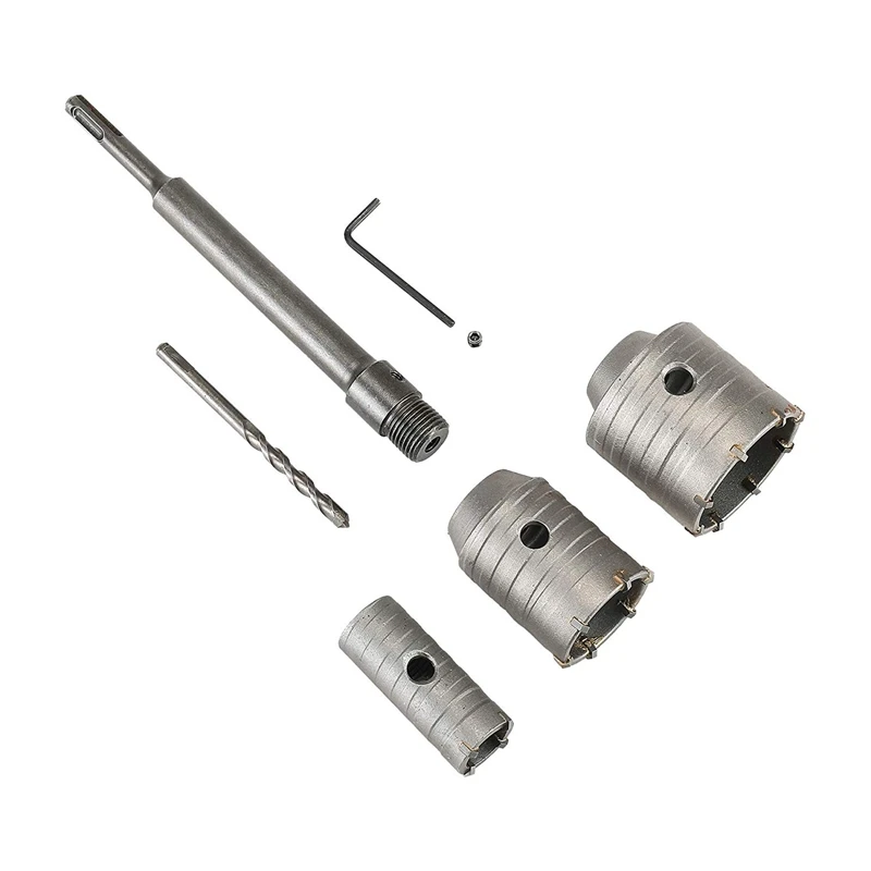 65Mm 50Mm 30Mm Sds Plus Shank Hole Saw Cutter Concrete Cement Stone Wall Drill Bit Kit, Shank Drill Bit Cutter For Brick Concr - Цвет: Silver grey