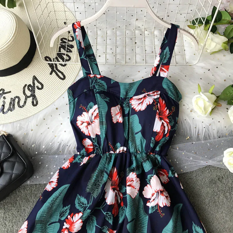 Boho, цветочный принт, винтажный, на бретельках, летние, Мини Короткие, rompe, вечерние, в горошек, повседневные, женские, пляжные, праздничные, ретро, Vestiods
