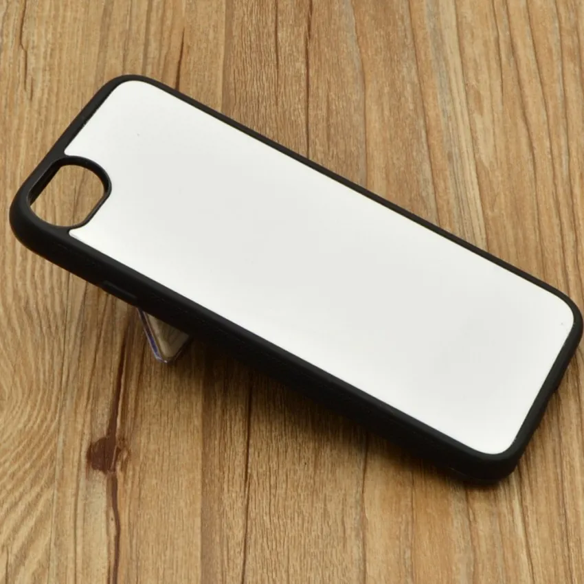 2D Сублимация TPU пустой корпус чехол для iPhone 7 8 для Apple iPhone 7 Plus iphone 8 Plus DIY Резиновые+ Пластик с алюминиевой пластины 100 шт./лот - Цвет: Черный