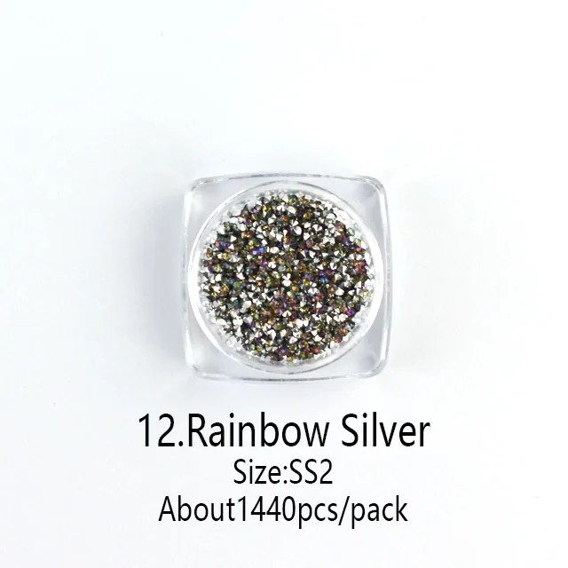 ERUIKA 1.2mm Mini Nail Rhinestones Crystal Rose Gold Beads 3D Nail Art Jewelry DIY Manicure Nail Art Decorations - Color: 12
