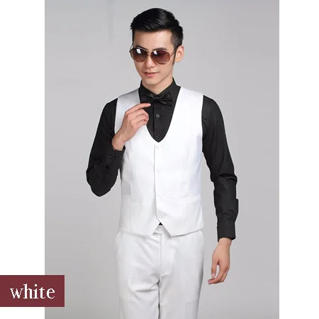 white Для мужчин Slim Fit жилет мужской костюм жилет социальных Одежда Свадебные вечерние модные синий черный серый фиолетовый винный красный и белый цвет S312 - Цвет: white