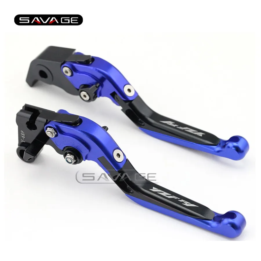 

For YAMAHA YZFR1 YZF-R1 2004-2008 05 06 07 Blue+Black Motorcycle Adjustable Folding Extendable Brake Clutch Lever Logo YZF R1