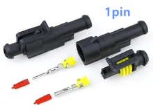 1 Set 1 Pin Female Male Way AMP Super Seal Waterproof Electrical Wire Connector Plug For Car