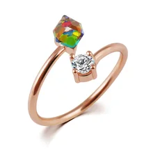 Quentes da moda Anel de cristal geométrico Fine Jewelry moda Zircon Anel Bijoux Bague anéis coloridos para as mulheres acessório feminino Anel