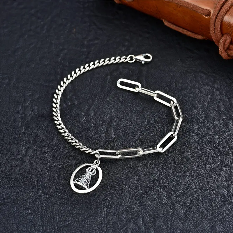 

Korean version 100% sterling silver S925 retro Buddha belief pendant female fashion boutique bracelet