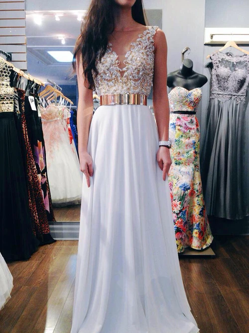 Aliexpress.com : Buy Sparkly White Prom Dresses 2015 Deep V Neckline