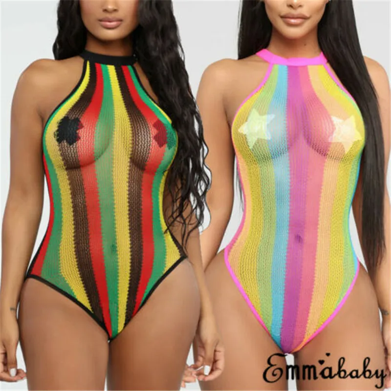 

Women's Stripes One Piece Swimsuit Push-up Padded Bikini Swimwear Bathing Suit