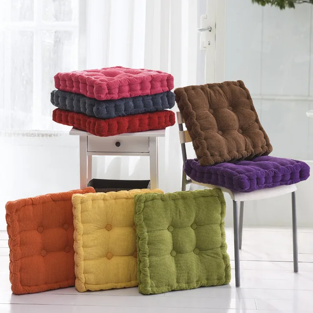 thick corduroy elastic chair cushions for kitchen chair solid color