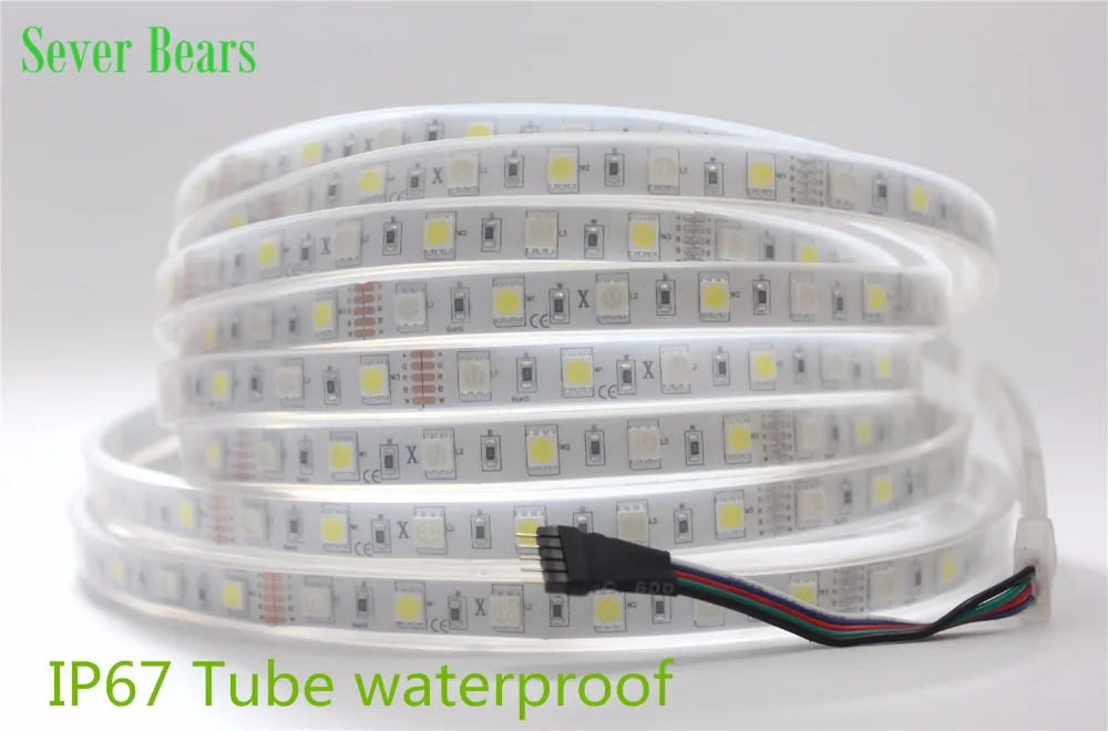 

IP67 Casing Waterproof LED Strip SMD 5050 RGBW 12V flexible light RGB+White / Warm White strip lighting,5m 300LEDs 60Leds/m,