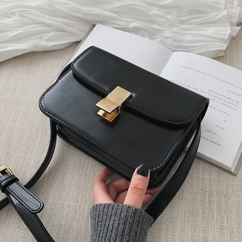 

Burminsa Chic Popular Small Box Messenger Bags Women Classic Lock Purses Girls Korean Style Square Shoulder Crossbody Bags 2019