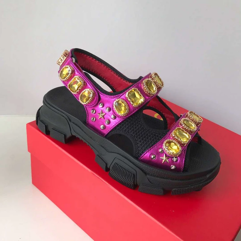 Rhinestone-diamond-sandals-women-bling-bling-crystal-rivets-studded-2019-platform-flat-heels-air-mesh-summer (2)