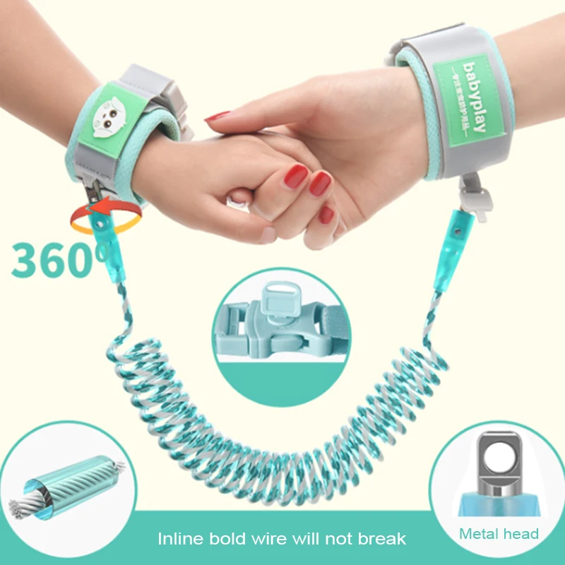 

Upgraded 360-degree Rotating Kids Anti Lost Wrist Band Leash For Children Safety Reflective Anti-Lost Bracelet For Baby Walker