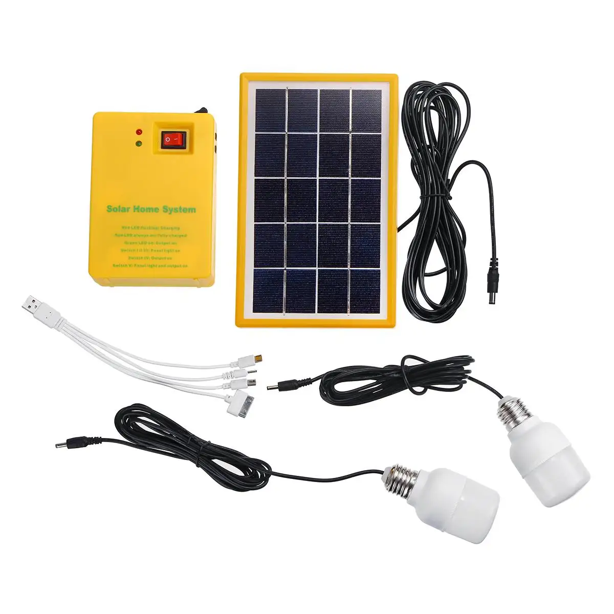 Gerador de Energia do Painel Luz com 2 Kit para Casa ao ar Solar Portátil Lâmpadas Engrenagem Escurecimento Usb Carga Sistema Emergência Livre Led 3 11 led solar luz com 2 lâmpadas 3