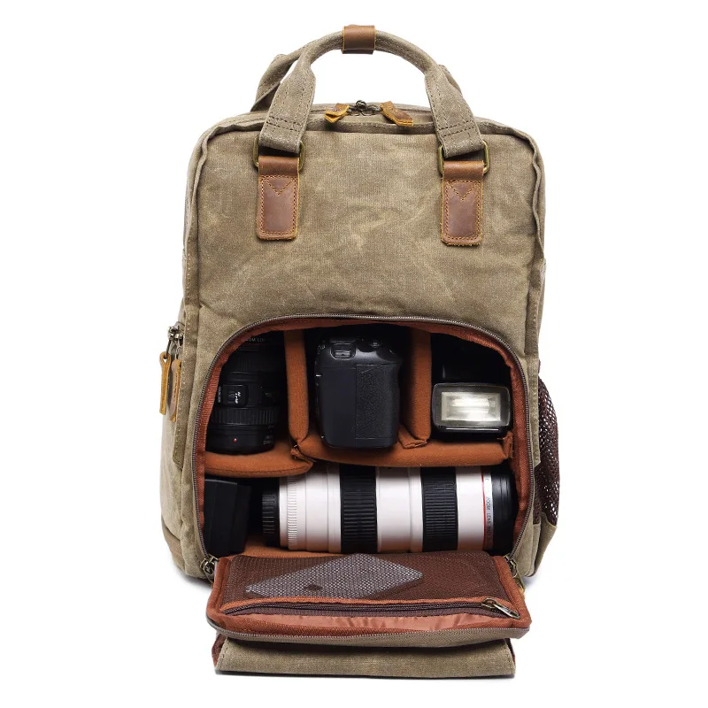 Батик холст цифровой SLR фото рюкзак прочный фотограф Мягкий Камера сумка для Cannon/Nikon/sony DSLR тренога для объектива 15' ноутбук
