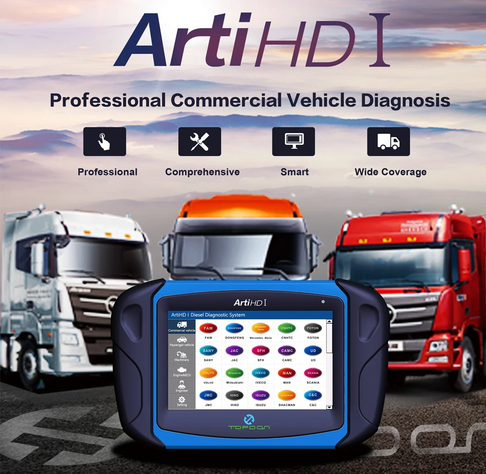 Topdon Arti HD I сверхмощный человек грузовик OBD OBD2 16pin сканер диагностический инструмент Automotivo автомобиль ECU программист кодирование