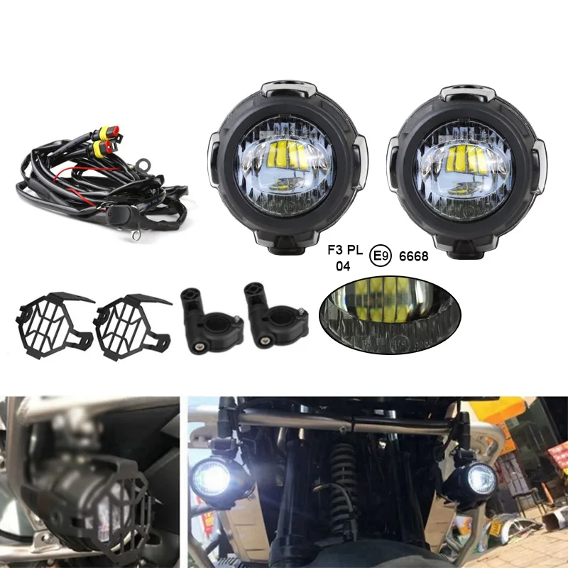  FADUIES 40W Auxiliary Light Kits LED Motorcycle Headlight with Protect Guards Wiring Harness For BM - 32852551955