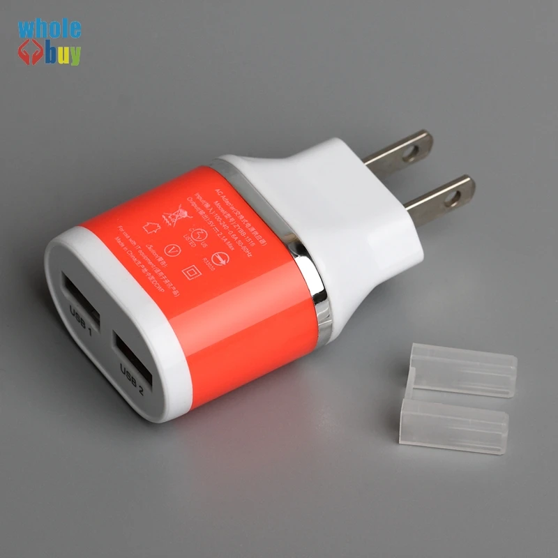 300 шт 2А 2 порта красочные двойной USB мощность AC настенное зарядное устройство адаптер для iphone cмартфоны Samsung tablet EU/US Plug