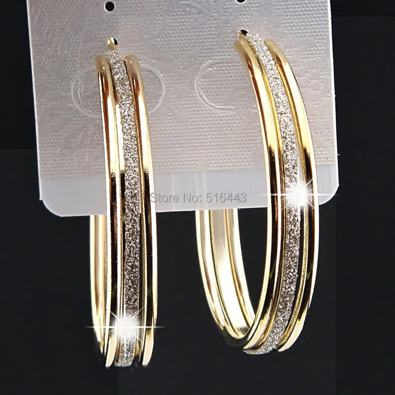 Женские матовые серьги кольца 3 ряда свадебные и вечерние ювелирные изделия B1060|big