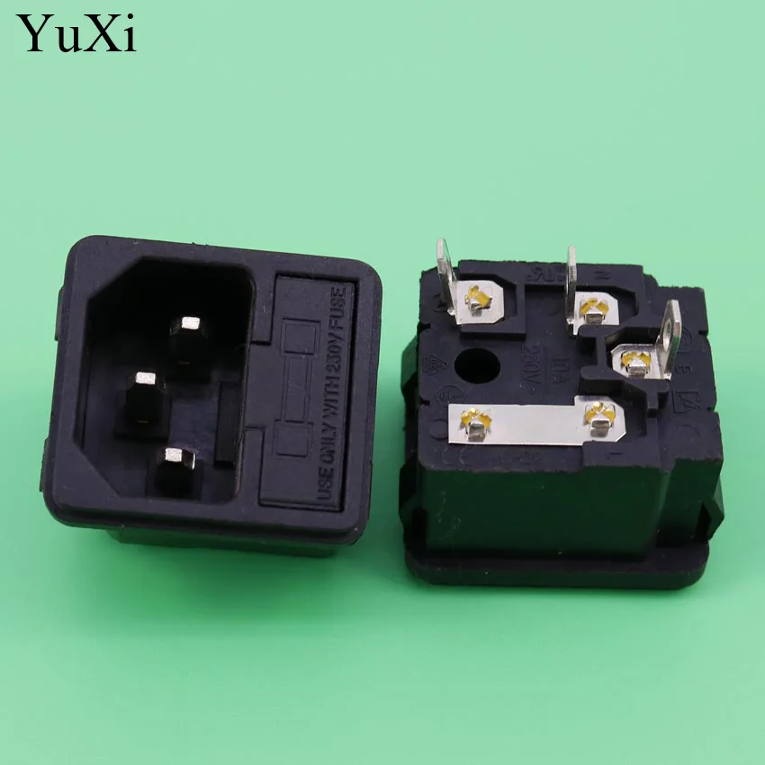 

YuXi IEC 320 C14 Inlet Male Power Plug Sockets Clamp Type w Fuse Holder