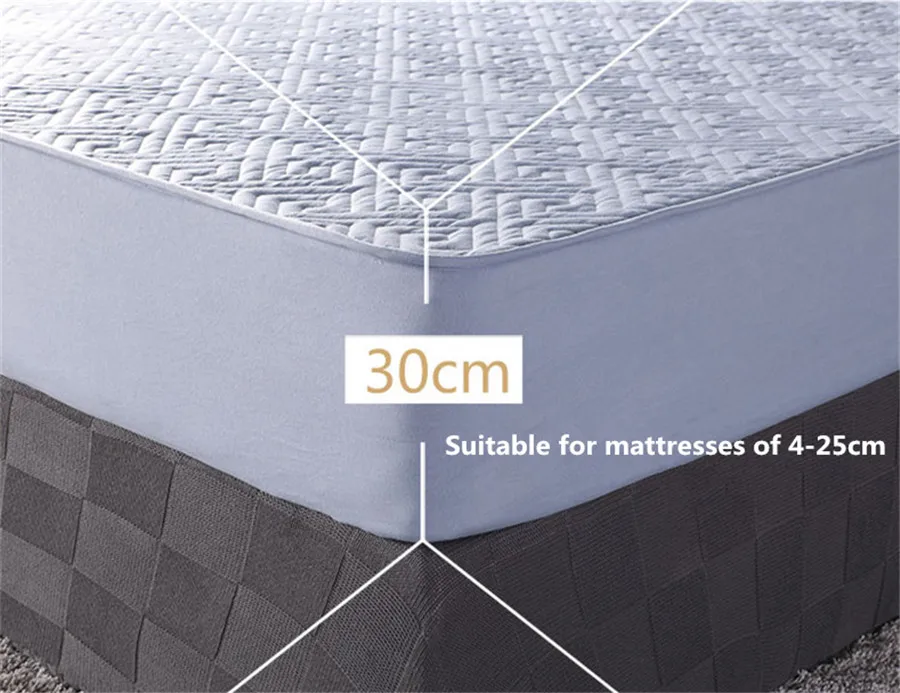 Много размеров полиэфирный матрас-протектор не выцветает круговой однотонный наматрасник утолщенный нескользящий чехол для кровати
