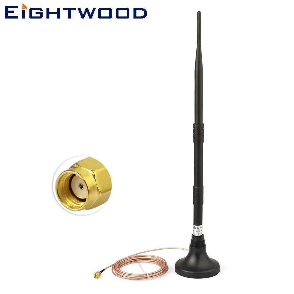 Antenna Wifi Ightwood Omni 2.4Ghz 9Dbi 3M Extension Rp-Sma Plug Per D-Link At&T Netgear Broadband Linksys Router Wireless Cisco