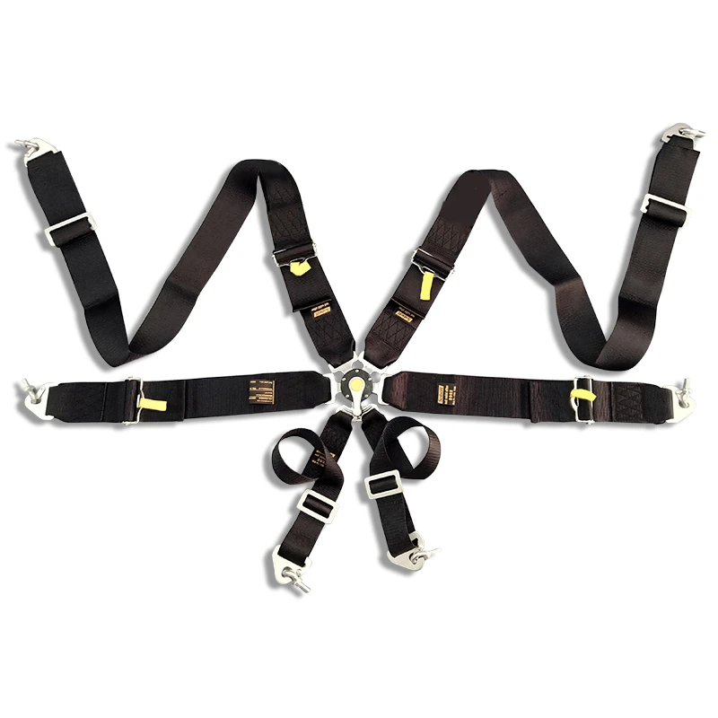 Black 6 Point Cam-lock Harness Quick Release Seat Belt Racing Black 6 Point Cam-lock Harness Quick Release Seat Belt Racing