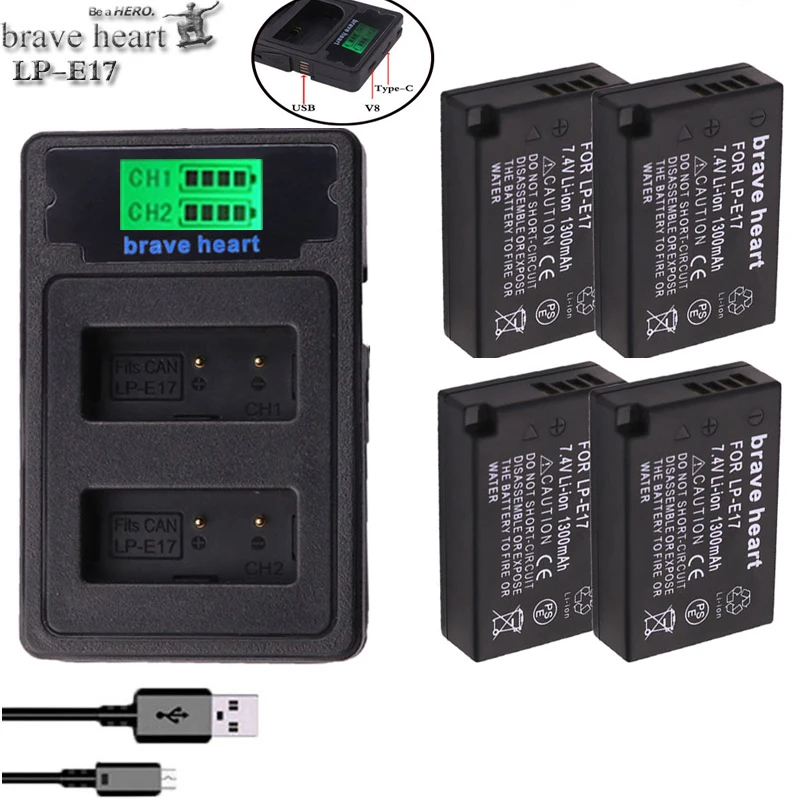 

bateria LPE17 LP E17 LP-E17 Battery +type-c dual Charger for Canon EOS 200D M3 M6 750D 760D T6i T6s 800D 8000D Kiss X8i Cameras