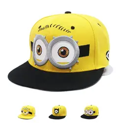 2019 модные Бейсбол Кепки Snapbacks Дети мультфильм шапка «Миньоны» вышивка большой глаз Casquette для мальчиков и девочек