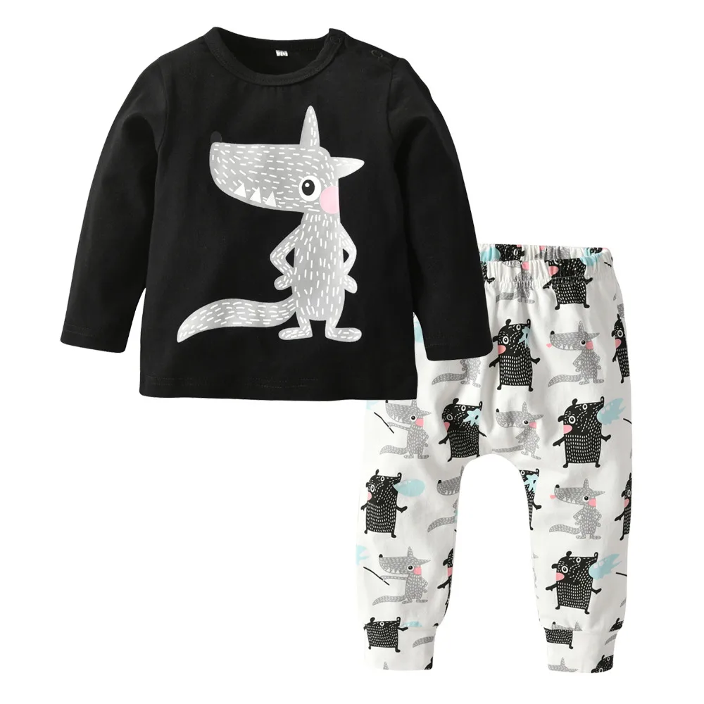 Baby Boy Clothes Cartoon Tops T-shirt Long Sleeve+Pants Casual 2pcs Outfits Set
