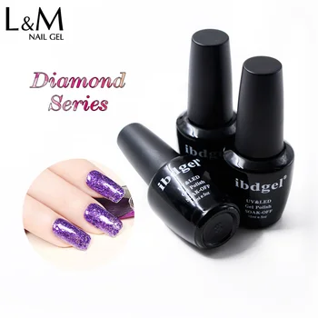 

ibdgel black botte Shinning Diamond UV/LED Nail Gel polish Silver Diamond Nail Gel Polish 52 Colors Gel Lacquer