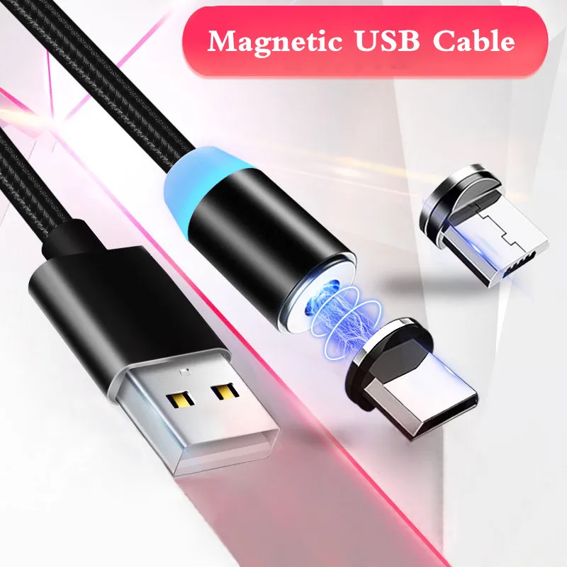 

LED Magnetic USB Cable Charging USB Type C Cable Magnet Charger Data Charge Micro USB Cable for Samsung Xiaomi Huawei USB Cord