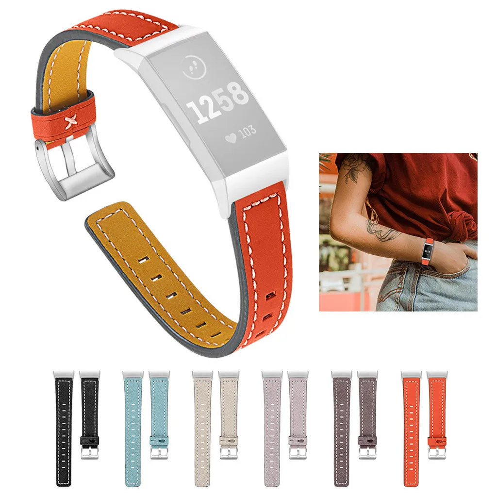 Браслет ремешок для fitbit Smartwatch мягкий Замена кожаный наручный Fitbit Charge 3 часы
