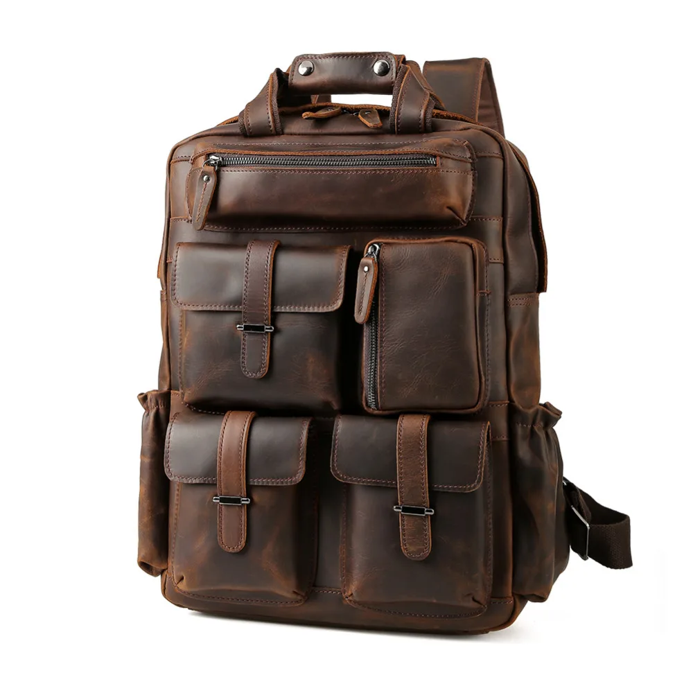 

TIDING Weekender Bag Large Leather Backpacks Casual Style Carry On Travel bag Brown Durable 3583FS
