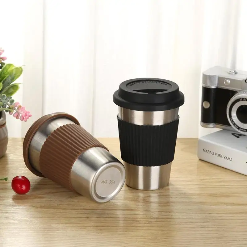 

500mL Stainless Steel Water Cup Tea Mug Insulated Cups for Household Water Holder Cup Office School Cup Bottle Non-Slip Coffee